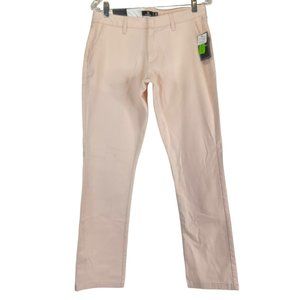 Volcom Dress Pants Womens Sz 28 Beige Fix Waist Slim Straight Regular Fit $75Nwt